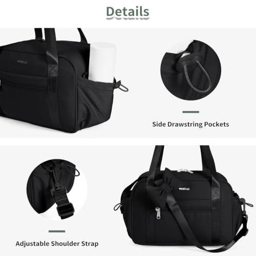 ECOHUB Small Gym Bag for Women, Mini Gym Duffle Bag with Wet Compartment, Cute Bowknot Sports Bag, Gym Tote Bag Dance Yoga Workout Travel Bags Black - color: Black