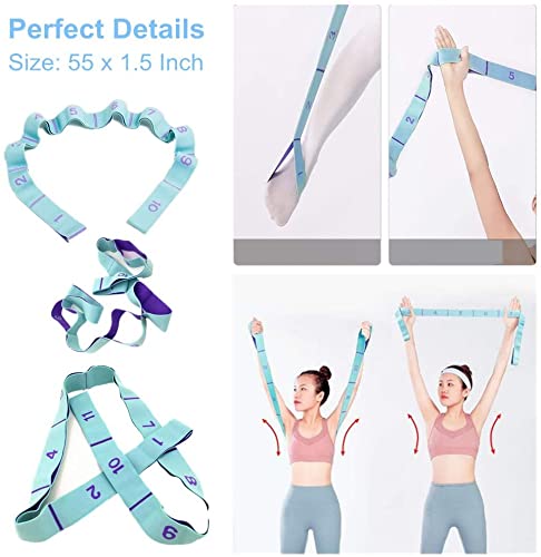 Stretch Straps, Yoga Elastic Stretching Strap with Adjustable 11 Loops | Fitness Leg Stretch Band, Flexibility Trainer Equipment, Resistance Stretch Assist Belt, for Physical Therapy, Pilates Ballet