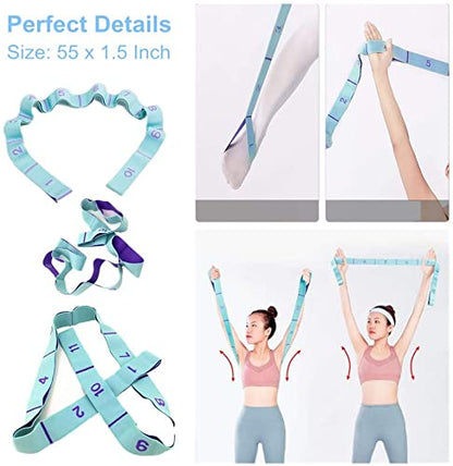 Stretch Straps, Yoga Elastic Stretching Strap with Adjustable 11 Loops | Fitness Leg Stretch Band, Flexibility Trainer Equipment, Resistance Stretch Assist Belt, for Physical Therapy, Pilates Ballet