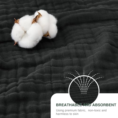 Love's cabin 100% Cotton Muslin Blanket, 6 Layer Lightweight Breathable Gauze Throw Blanket 50 x 60 Inches, Soft All Season Blanket for Couch, Bed, Sofa, Black - color: Black, size: Throw(50"x60")
