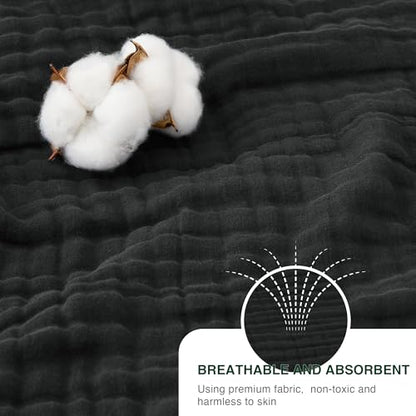 Love's cabin 100% Cotton Muslin Blanket, 6 Layer Lightweight Breathable Gauze Queen Size Blanket 90 x 90 Inches, Soft All Season Blanket for Bed, Black - color: Black, size: Queen(90"x90")