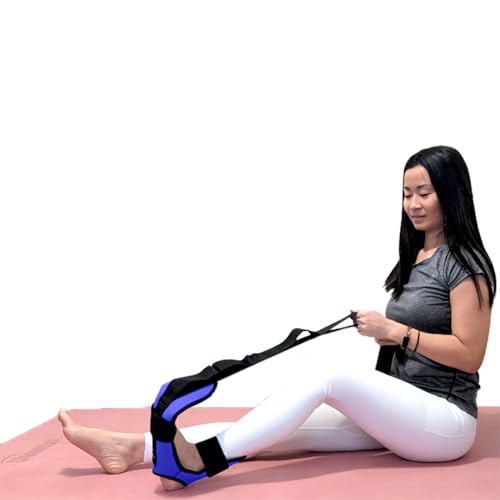 Foot and Calf Stretcher - Stretching Strap for Plantar Fasciitis, Achilles Tendonitis, Heel Spurs, Foot Drop, & Hamstring, Versatile Stretch Strap Used as Leg stretcher, Hamstring Stretcher and Foot Stretcher - color: Blue