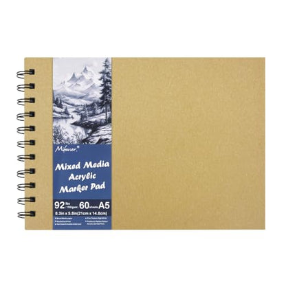 5.8x8.3in Sketch Book, 60Sheets Spiral Bound Notebooks, Bright White 92lbs/150gsm Acid-Free Drawing Paper for Painting,Sketching, Professional Sketch Pad for Artists, Beginners. BW-Yellow - color: Bright White-Yellow