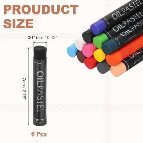 MECCANIXITY 6 PCS Oil Pastels, Soft Oil Chalk Pastels Crayons 11x70mm for Art Painting Drawing Blending, Color Crayons for Art Supplies Beginners, Black - color: Black
