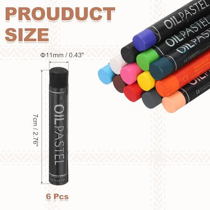 MECCANIXITY 6 PCS Oil Pastels, Soft Oil Chalk Pastels Crayons 11x70mm for Art Painting Drawing Blending, Color Crayons for Art Supplies Beginners, Black - color: Black
