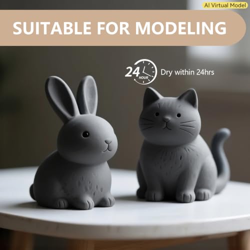 VIBRATITE 10LB Air Dry Clay, Dark Gray Modeling Pottery Clay Bulk | Easy to Shape for Hand Building, Wheel Throwing, Sculpting, DIY Crafts, Classroom Art Projects, Ideal for Beginners & Artists - color: Dark Gray