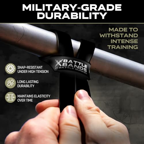 Battle Bunker Resistance Bands for Working Out - Heavy Duty Pull-Up Assist | Stretch Bands for Exercise and for Pull-Up Assistance, Strength Training and Powerlifting. Multi-layer Natural Latex, 3 Pack