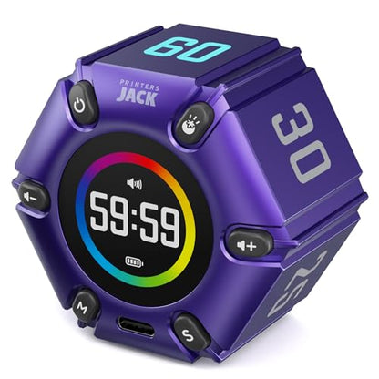 Flip Pomodoro Timer with 3/5/10/25/30/60min, Mute &Vibration &Sound Alarm - color: Purple