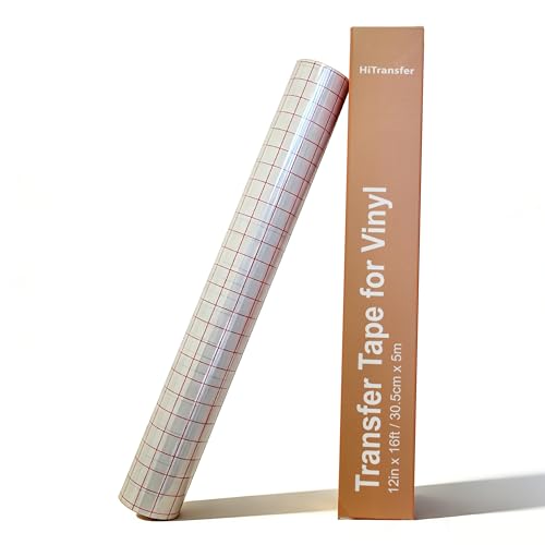 Clear Transfer Tape for Vinyl, Red Alignment Grid Transfer Paper for Wall, Window, Crafts and Decals, Medium Tack Vinyl Transfer Tape for Permanent Adhesive Vinyl Sheets (12 x 16 FT)