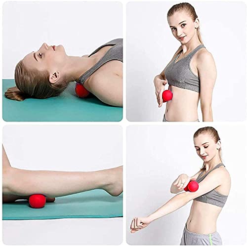 WOVTE Massage Lacrosse Ball for Sore Muscles, Shoulders, Neck, Back, Foot, Body, Deep Tissue, Trigger Point, Muscle Knots, Yoga and Myofascial Release (Red) - color: Red