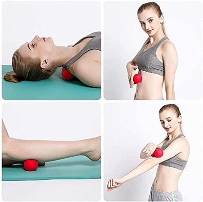 WOVTE Massage Lacrosse Ball for Sore Muscles, Shoulders, Neck, Back, Foot, Body, Deep Tissue, Trigger Point, Muscle Knots, Yoga and Myofascial Release (Red) - color: Red