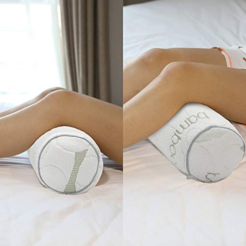 Kingnex Cylinder Bolster Roll Pillow for Sleeping on Back or Side 18x6 | Under Knee to Relief Lower Back Pain, Between Legs for Side Sleepers, Bamboo Viscose Cooling Removable Cover - size: 18 x 6"