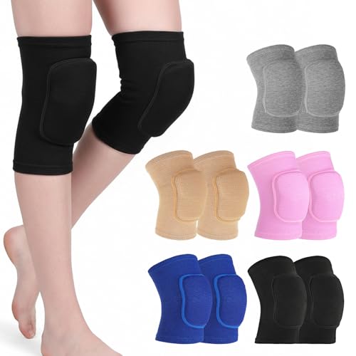 5 Pairs Volleyball Knee Pads Women, Dance Knee Pads Women, Yoga Knee Pads, Knee Pads Dance Non-Slip Protective Knee Sleeves for Sports (M, Black, Pink, Blue, Gray, Nude)