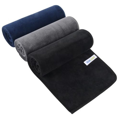 SINLAND Microfiber Gym Towels, Workout Sweat Towel 16x32In - color: Black+grey+navyblue
