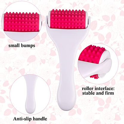 Tondiamo 2 Pcs Muscle Roller Portable Small Silicone Massager Roller Deep Tissue Muscle Massage Stick Cellulite Remover Scar Tissue Massager for Relief Face Neck Arm Back Leg(White,Silicone) - color: White, Rosy, style: Silicone