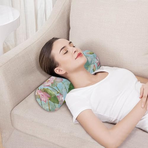 Bolster Pillow Neck Pillow Round Soft Health Memory Foam Pillows Long Cylindrical Body Pillow with Removable Cover Cute Back Yoga Dark Green Leaf Lotus Flower 17" x 5.5" - color: Dark Green Leaf Lotus Flower