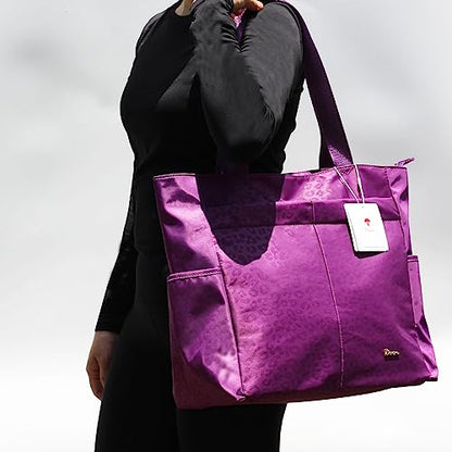 ESVAN Original Floral Tote Bag Large Shoulder Bag with Multi Pockets for Gym Travel Beach Daily Bags - color: A2