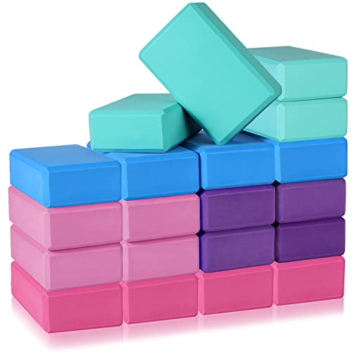 Honoson 20 Pcs Yoga Blocks Bulk 9''x6''x3'' High Density EVA Foam Blocks for Exercise Pilates Meditation, Lightweight Non-slip Surface, Improve Strength Balance Flexibility - color: Multicolor