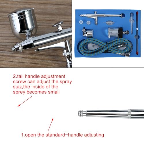 Anu Limen Dual Action Gravity Feed Airbrush Kit, 0.2/0.3/0.5mm Needle Nozzle Sprayer with 7ml/22ml Cups for Model Paint, Nails