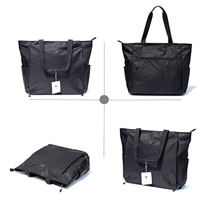 ESVAN Yoga Mat Bag Yoga Tote Carrier Shoulder Bag Carryall Tote for Office,Yoga,Pilates,Travel,Beach and Gym - color: A Black