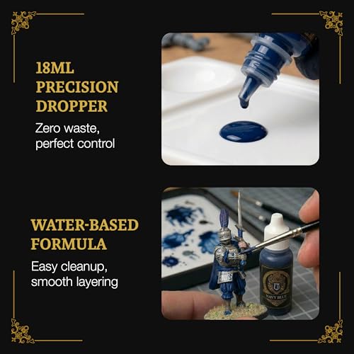 Ludus Bellum Miniature Paint Navy Blue Color 18ml Dropper Bottle, Professional Acrylic Paint for Miniatures & Models, Provides Quality Acrylic Tones and Shades for Warhammer 40K D&D Figures - color: Navy Blue