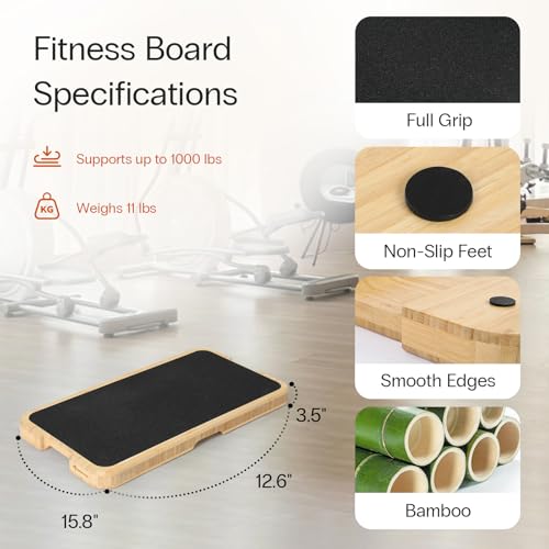 StrongTek Wooden Slant Board & Resistance Training Board Set – Adjustable Incline Stretch Board + Bamboo Exercise Platform for Strength, Rehab & Full-Body Workouts