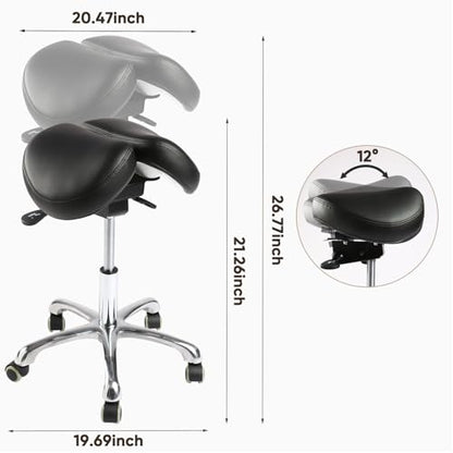 Ergonomic Saddle Stool,Split Saddle Chair, Adjustable Height Rolling Chair, 360° Swivel for Massage, Spa, Tattoo, Office - color: Saddle Stool