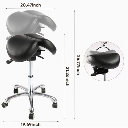 Ergonomic Saddle Stool,Split Saddle Chair, Adjustable Height Rolling Chair, 360° Swivel for Massage, Spa, Tattoo, Office - color: Saddle Stool