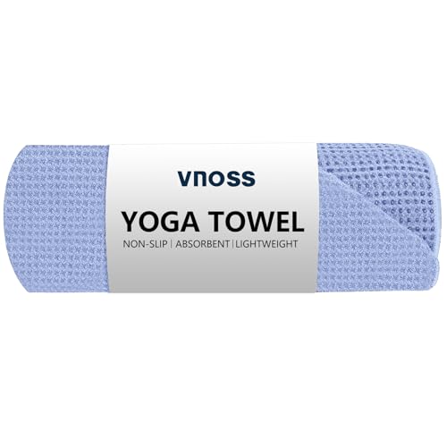 Hot Yoga Towel - Microfiber Non Slip Yoga Mat Towel with Grip Dot Sweat Absorbent Towel for Hot Yoga, Pilates and Fitness 72" x 24", Blue - color: Blue