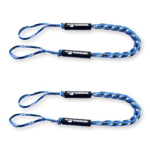 SandShark Anchor Premium Boat Bungee Dock Lines, 2-Pack - Anchor Rope Boat Accessories Marine, Boat Anchor - Stretches 4-5.5 ft, Absorbs Shock, Reduces Pull - Ties to Dock, Cleats, Docks, Pylons - color: Blue, size: 2Pk-4-5.5'