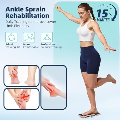 Ankle Balance Board for Adult Kids AxisBoard for Physical Therapy, Ankle Strengthener for Stability Exercises, Ankle Sprains Mobility Rehab,Plantar Fasciitis Relief (Black)