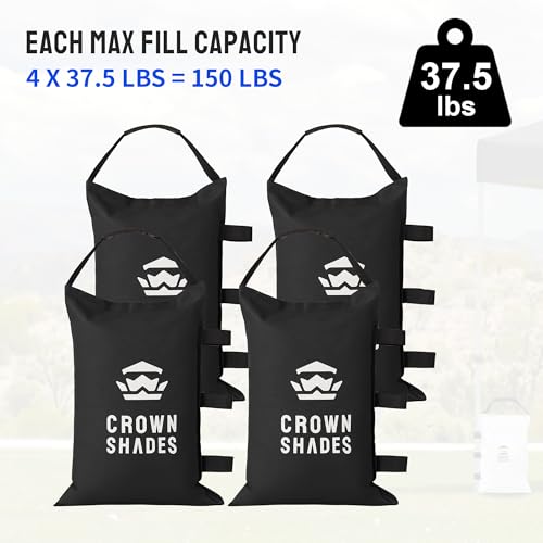 CROWN SHADES Sand Bags for Canopy Legs, 150 LBS, Black (Unfilled) - color: Black, size: 150lbs