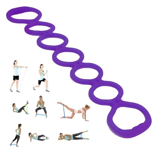 7 Ring Adjustable Loop Resistance Bands for Working Out Walk at Home，Workout Bands Exercise Stretch Band for Women&Men Fitness, Yoga, Pilates-Non-Slip, Durable Rubber, Home/Gym Use - color: Purple