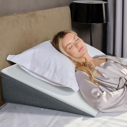 Kolbs Bed Wedge Pillow for Sleep Apnea, FSA Eligible Acid Reflux, and Back Pain Relief, with Chic Jacquard Cover - Headboard Wedges for Sleeping (Standard Width 7.5" Height) - size: Standard Width 7.5" Height - Grey