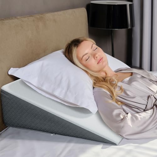 Kolbs Bed Wedge Pillow for Sleep Apnea, FSA Eligible Acid Reflux, and Back Pain Relief, with Chic Jacquard Cover - Headboard Wedges for Sleeping (Standard Width 7.5" Height) - size: Standard Width 7.5" Height - Grey