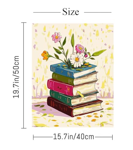 ACIOPPL Book Paint by Numbers for Adults Beginner Flowers Easy Paint by Number Kits on Canvas Floral Book Theme Oil Painting Canvas Acrylic DIY Oil Painting Set for Gift Home Wall Decor 16 x 20 Inch