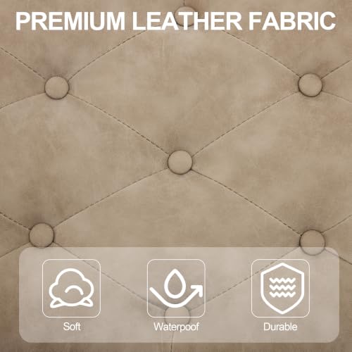 43.5" Button Tufted Faux Leather End of Bed Entryway Bench, Light Taupe - color: Light Taupe-pu-tufted