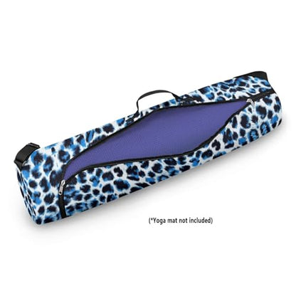 Yoga Mat Bag for Women & Men Full-Zip Yoga Mat Carrier Bag for Class Workout Park with Adjustable Strap - color: Blue Leopard Print