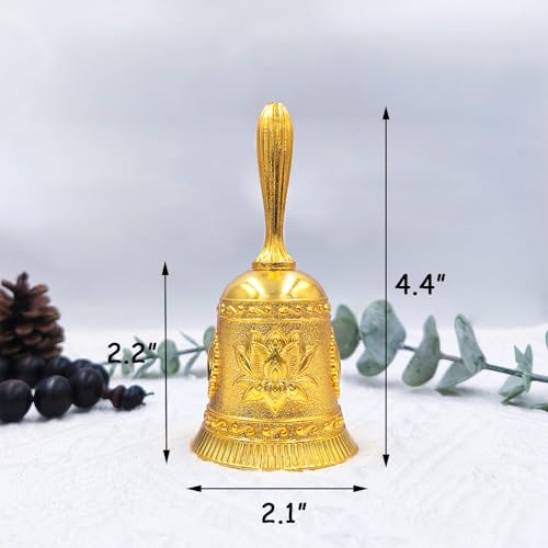 Hourwof Hand Call Bell,Metal Lotus Service Bell for Dinner Wedding - color: Gold