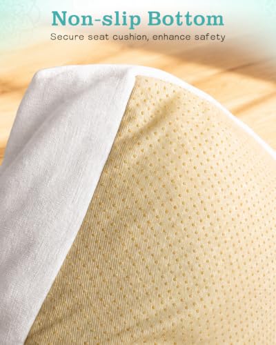 Large Floor Cushion 22x22x5", Tufted Meditation Cushion, Washable Cover - color: Beige
