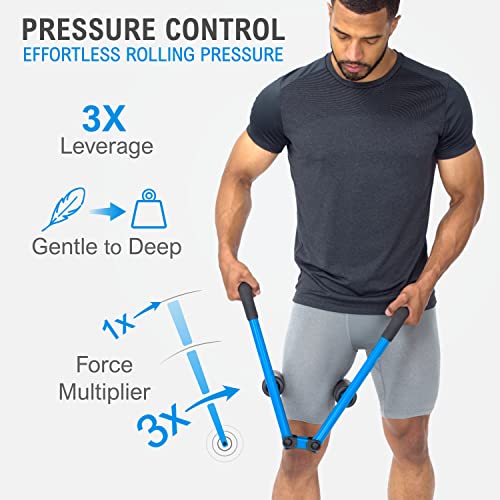 DoubleUP Roller D4 Leg & Arm Massager, Metal Frame + 4 Rollers, Blue - color: Blue