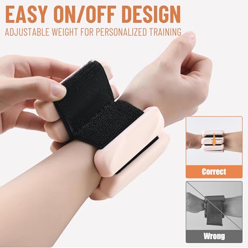 Ankle Wrist Weights for Women 2lbs/4lbs Pairs Adjustable Silicone Weights - color: Beige, size: 4 lbs Pair (2 lb Each)