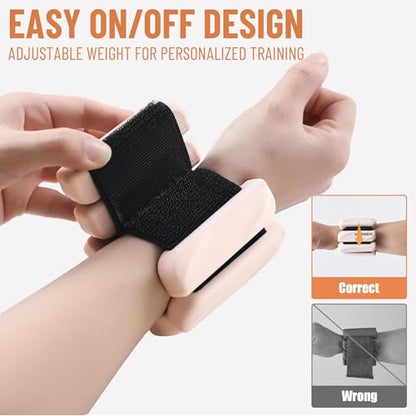 Ankle Wrist Weights for Women 2lbs/4lbs Pairs Adjustable Silicone Weights - color: Beige, size: 4 lbs Pair (2 lb Each)