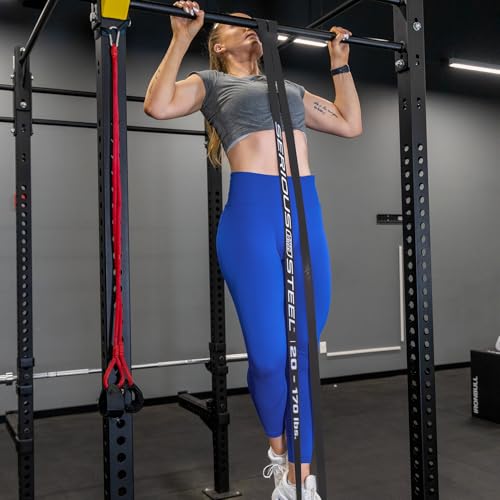 Serious Steel Fitness Non Latex (Latex Free Resistance Bands) Resistance Bands Exercise Bands | Use for Pull-Ups, At Home Workouts, Strength Training and Resistance Training(41" Sets) - color: #4 Black - (20-170 lbs)