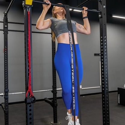 Serious Steel Fitness Non Latex (Latex Free Resistance Bands) Resistance Bands Exercise Bands | Use for Pull-Ups, At Home Workouts, Strength Training and Resistance Training(41" Sets) - color: #4 Black - (20-170 lbs)