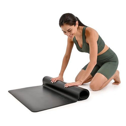 Yoga Mat 5mm Thick – Non Slip Exercise Workout Pad, PU Natural Rubber Grip, Extra Large 183x68 cm, Pilates Fitness Training, Includes Strap & Carry Bag - color: Arch Black