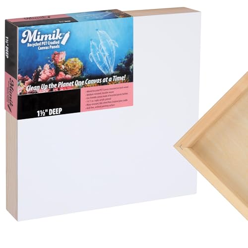 Creative Mark Mimik Recycled PET Cradled Canvas Panel 1-1/2" Depth- 6x6" Single Canvas- Medium-Textured Painting Board for Eco-Conscious Artists, 14.11 oz Triple-Acrylic-Primed Weight - size: 6X6"