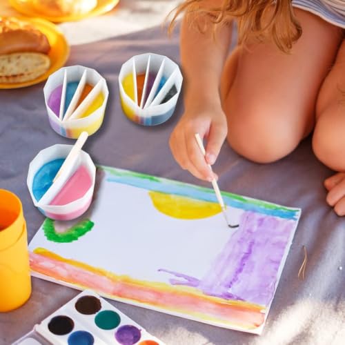 4 Pack Split Cups for Paint Pouring + 2 Pcs Stir Stick, Silicone Paint Pour Cup Resin with 2-5 Channels Dividers Pouring Painting Tools for DIY Making Accessories Fluid Art Drawing (2/3/4/5 Channels)