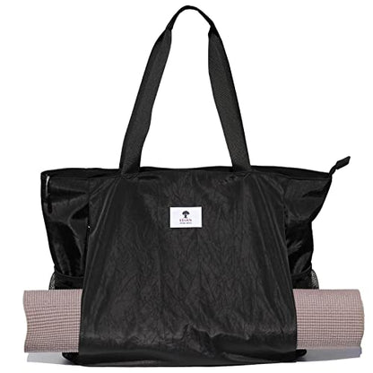 ESVAN Yoga Mat Bag Yoga Tote Carrier Shoulder Bag Carryall Tote for Office,Yoga,Pilates,Travel,Beach and Gym - color: D Black