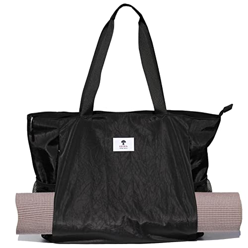 ESVAN Yoga Mat Bag Yoga Tote Carrier Shoulder Bag Carryall Tote for Office,Yoga,Pilates,Travel,Beach and Gym - color: D Black